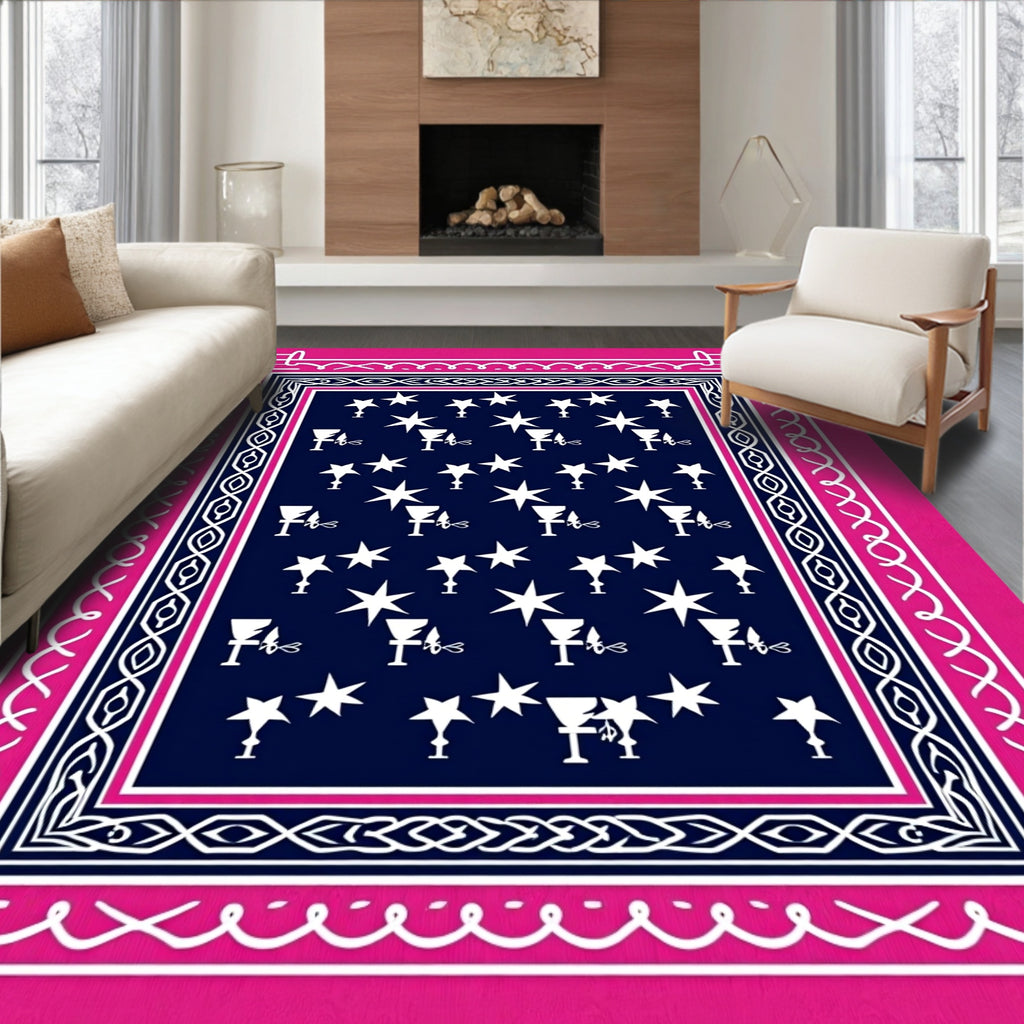 Vibrant Pink Star And Goblet Rug