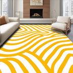 Golden Abstract Wave Lines Rug