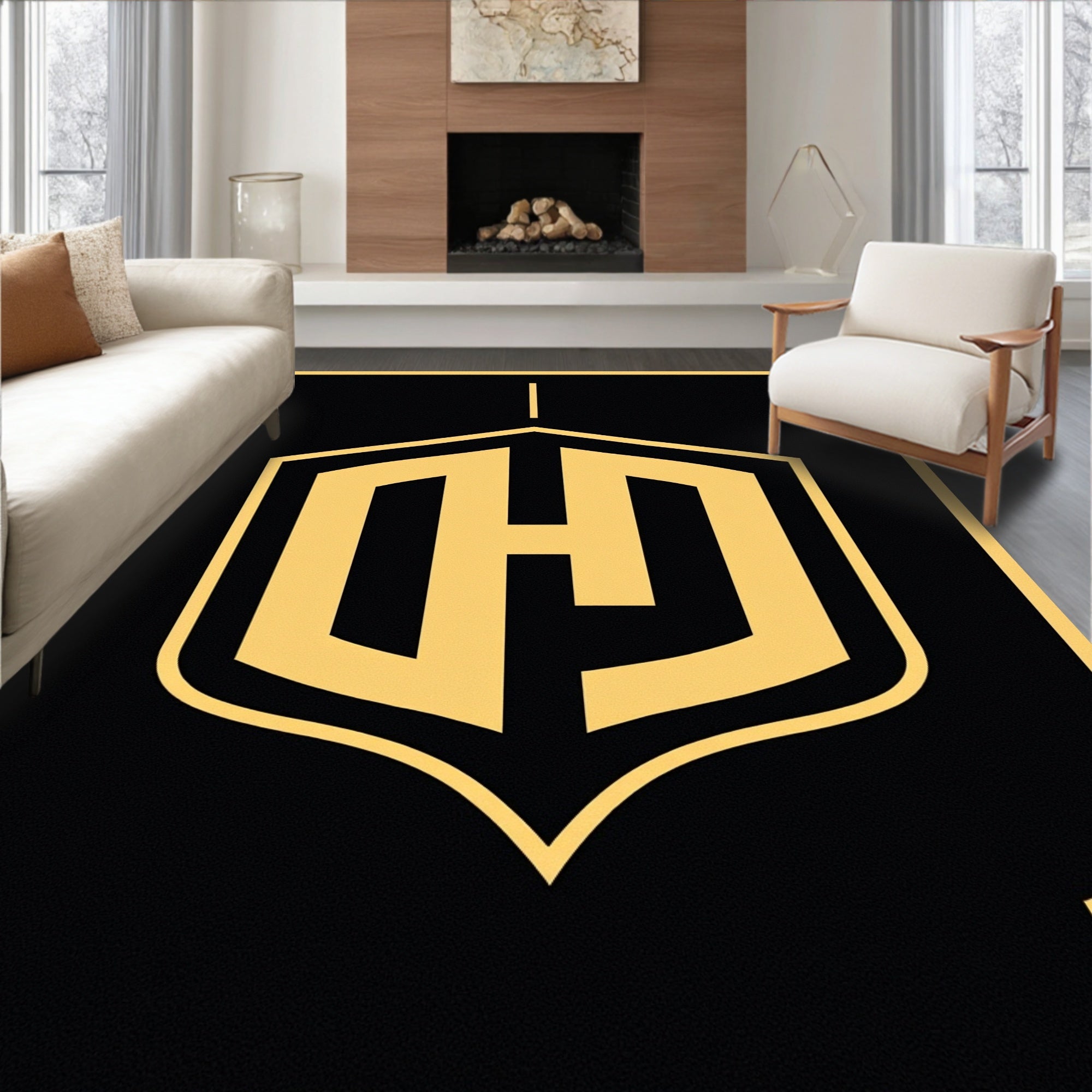 Modern Gold Shield EmblemRug Rug