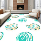 Teal Cream Swirl Abstract Forms Rug