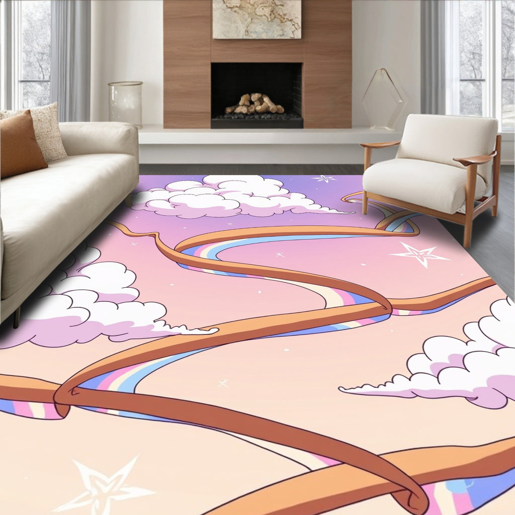 Candy Floss Sky Ribbon Stars Rug