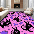 Pink Black Bat Bunny Hearts Rug
