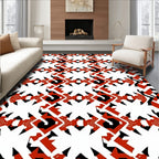 Bold Red Black Geometric Medallion Rug