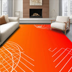 Bold Orange Red Abstract Lines Rug