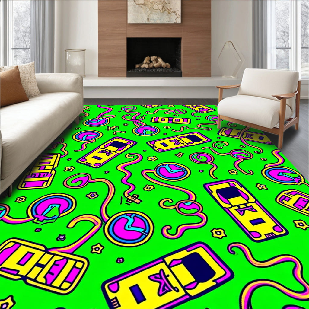 Psychedelic Yellow Pink Pop Art Rug