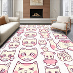Whimsical Pink Cat Faces Collage Rug