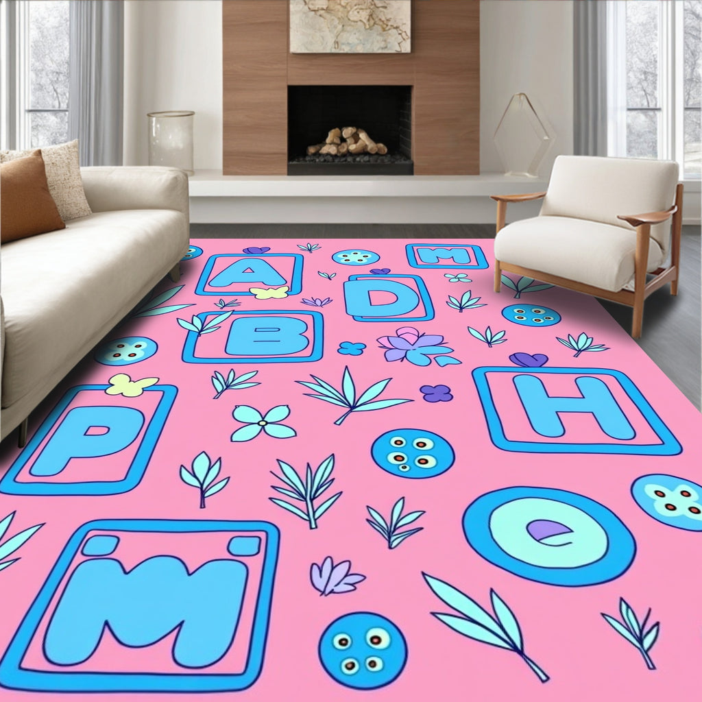 Alphabet Garden With Butterflies Rug