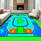 Bright Aqua Geometric Play Button Rug