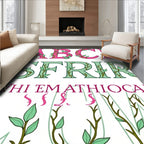 Berry Pink Green Vine Alphabet Rug