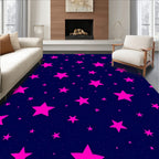 Deep Blue Hot Pink Starry Night Rug