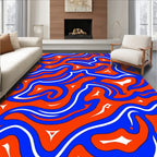 Vivid Blue Orange Swirl Flow Rug