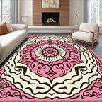 Pink Blossom Mandala Decorative Square Rug