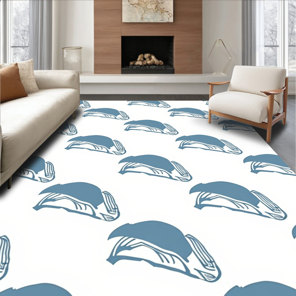 Blue Ski Lift Silhouette Repeat Rug