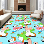 Whimsical Pink Car Sheep Meadow Rug