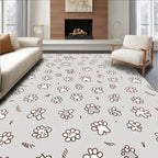 Whimsical Gray Paw Print Floral Rug