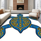 Ornate Blue Yellow Turtle Art Rug