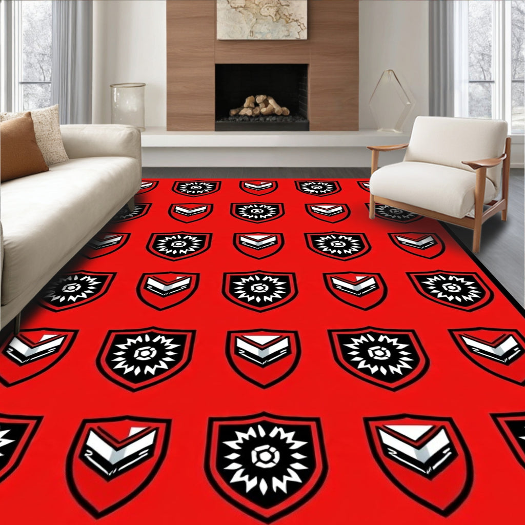 Red Geometric Shield Medallion Rug