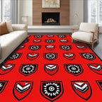 Red Geometric Shield Medallion Rug