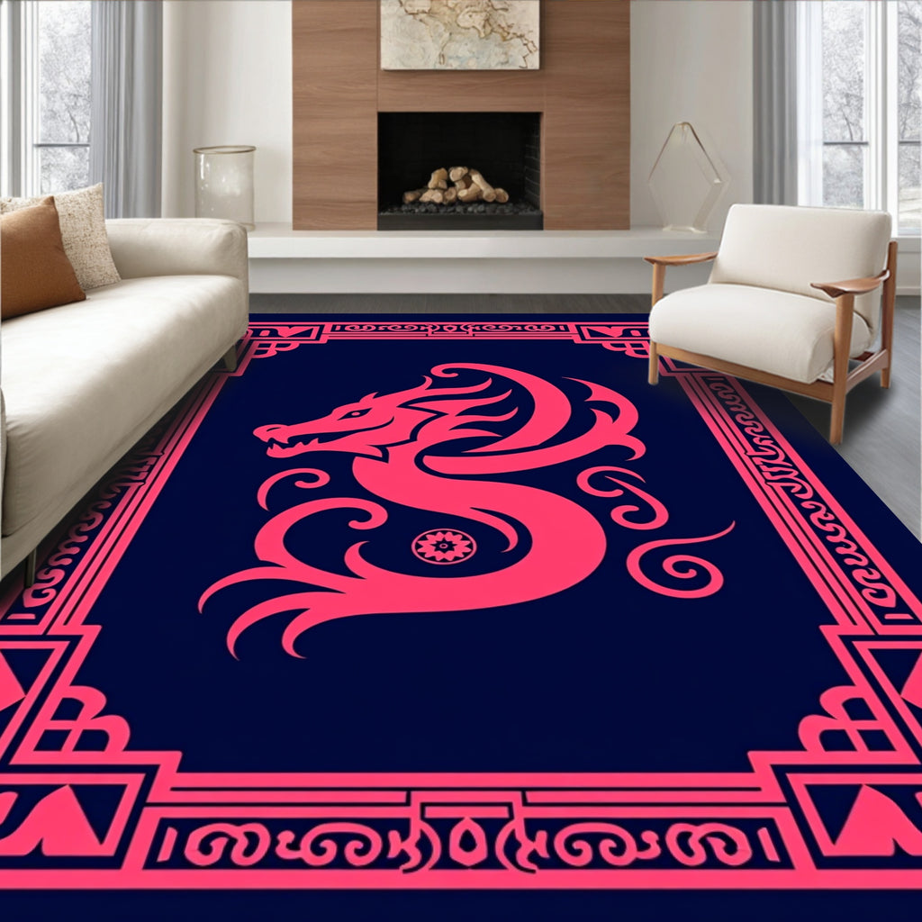 Crimson Dragon In Frame Rug