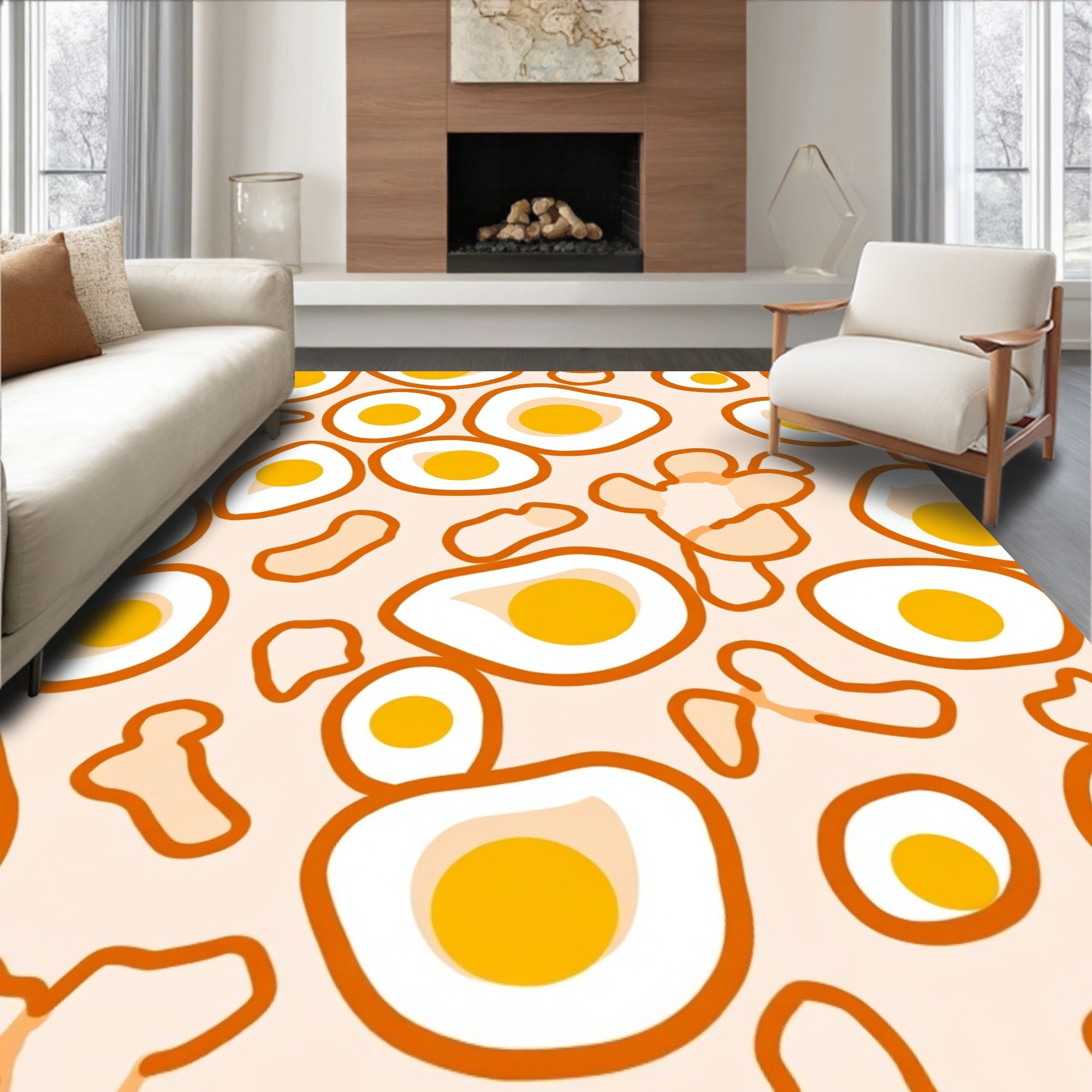 Sunny Side Up Abstract Orange Rounds Rug
