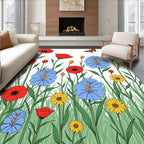 Vibrant Meadow Flowers Butterfly Garden Rug
