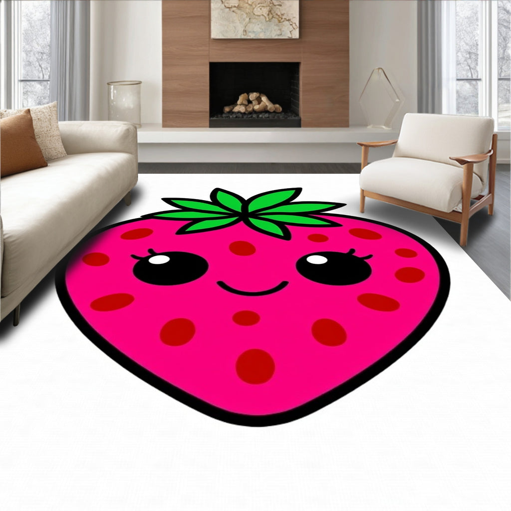 Cute Pink Strawberry Face Rug