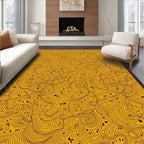 Golden Swirls Flowing Abstract Art Rug