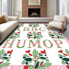 Pink Floral Botanical Alphabet Letters Rug