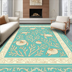 Teal Sea Turtle Coral Marine Life Rug
