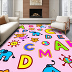 Happy Alphabet And Animals Pink Rug