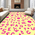 Bright Pink Alphabet Collage Background Rug