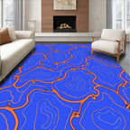 Vibrant Blue Orange Organic Flow Rug