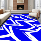 Bold Blue White Angular Swirl Rug