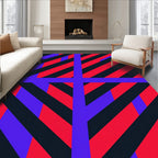 Bold Red Blue Stripped Geometric Rug