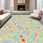Whimsical Wavy Abstract Pastel Characters Rug