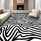 Black White Abstract Animal Print Rug