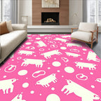 Pink White Piglet Polka Dot Collage Rug