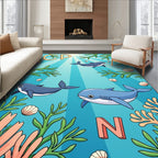 Oceanic Creatures With Alphabet Accents Rug