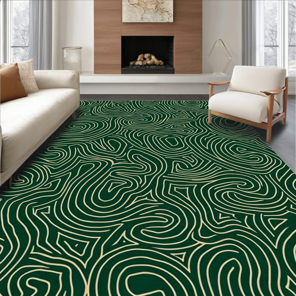 Deep Forest Curving Line Abstract Rug