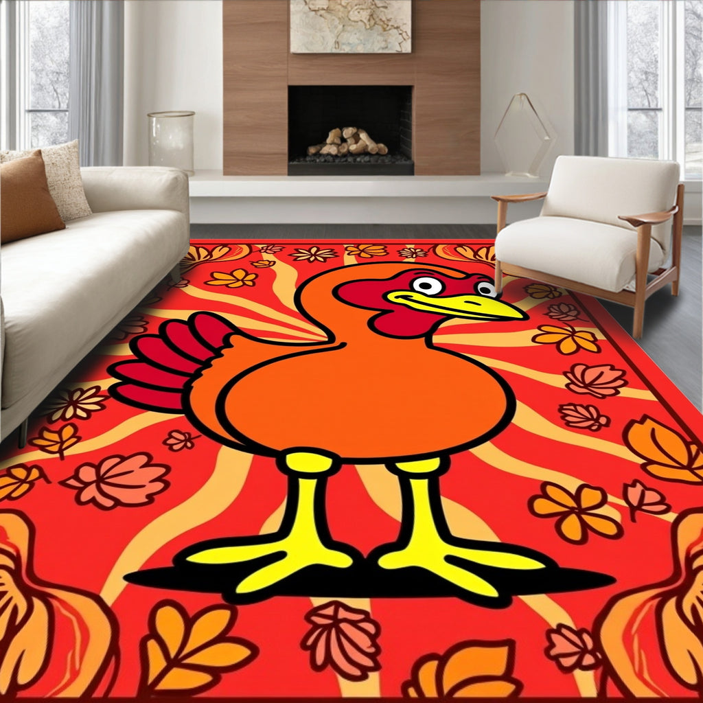 Autumn Turkey Floral Ray Rug