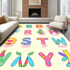 Whimsical Alphabet Garden Floral Rug
