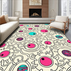 Whimsical Pink Cyan Eyeball Scatter Rug
