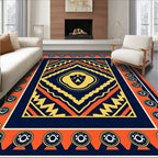 Bold Orange Navy Geometric Medallion Rug