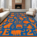 Whimsical Orange Animals Alphabet Collage Rug