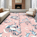 Abstract Pink Floral Medallion Swirls Rug