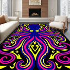 Vibrant Blue Pink Yellow Octopus Swirls Rug