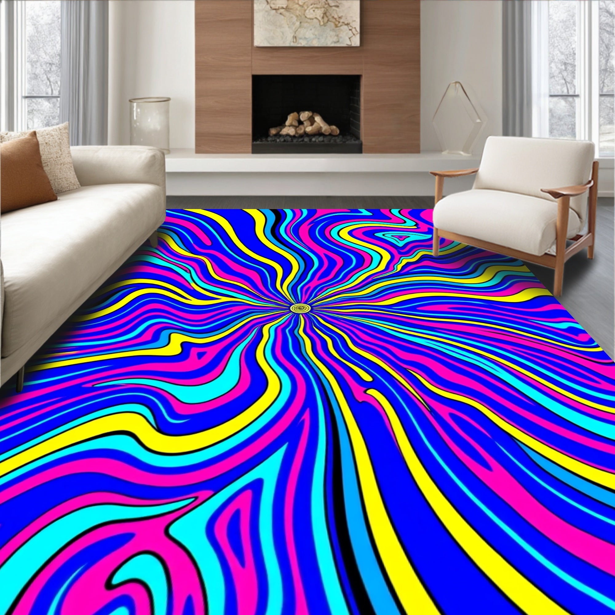 Vivid Psychedelic Swirl Nebula Rug