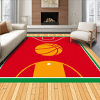 Red Court Graphic Orange Basketball Rug