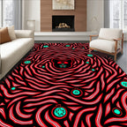Black Red Swirls Teal Ornaments Dog Rug