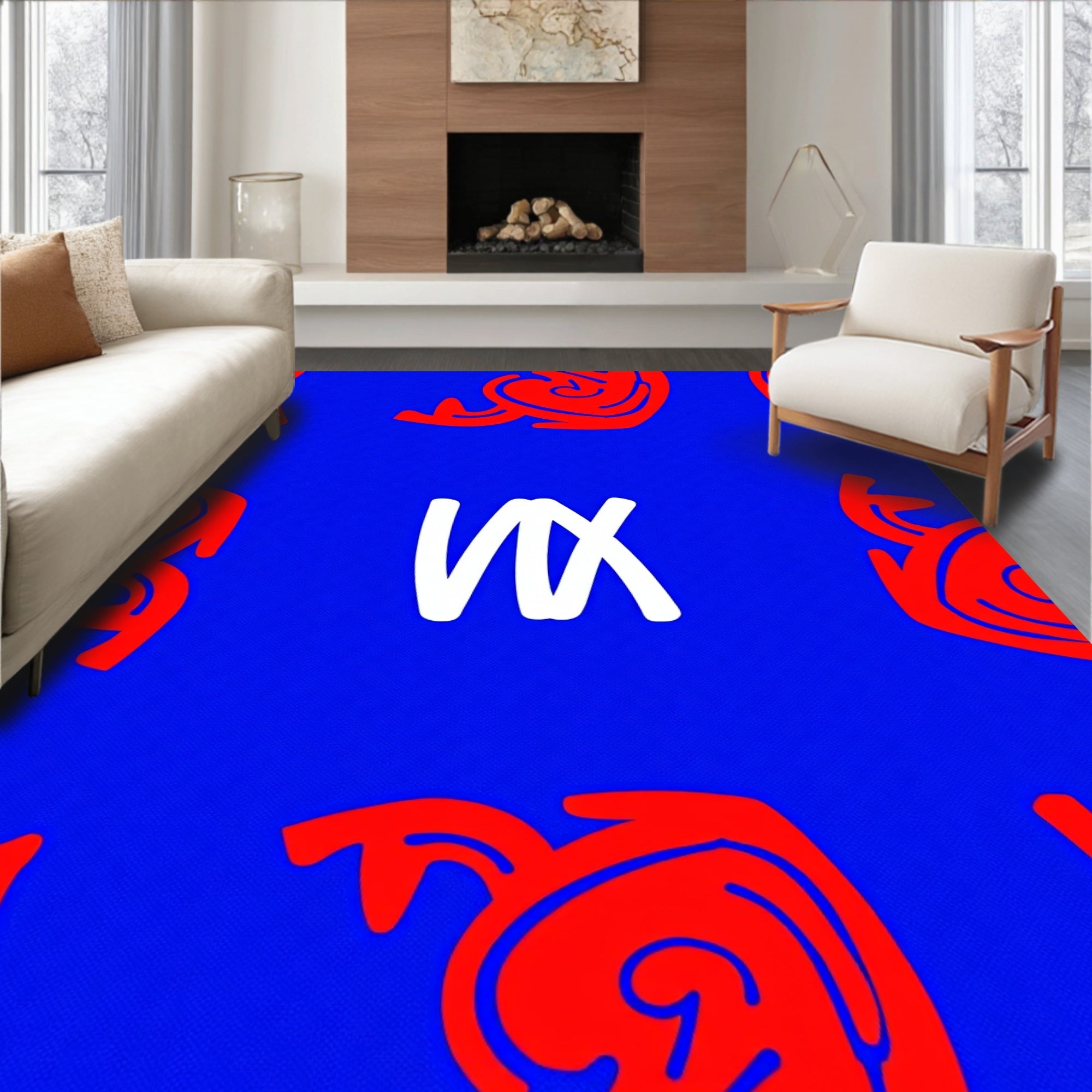 Bold Scarlet Abstract swirls Rug